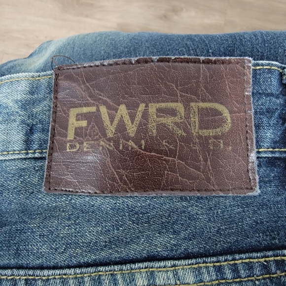 #405FWRD Denim men's distressed blue jeans size 36WX32L - Picture 3 of 7